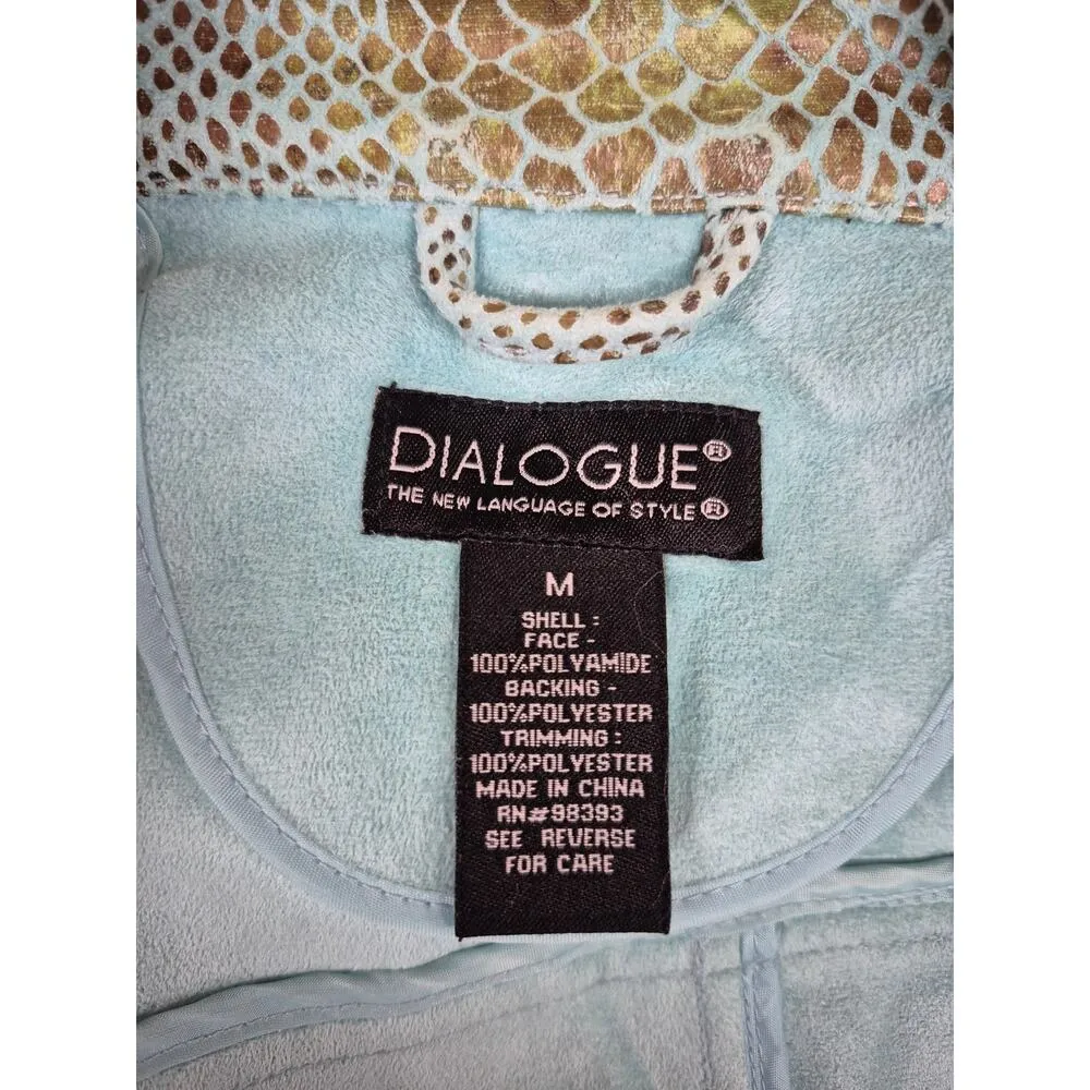 Dialogue Turquoise &  Lime Green Faux Snakeskin Jacket Gorgeous Color Sz M - Image 5