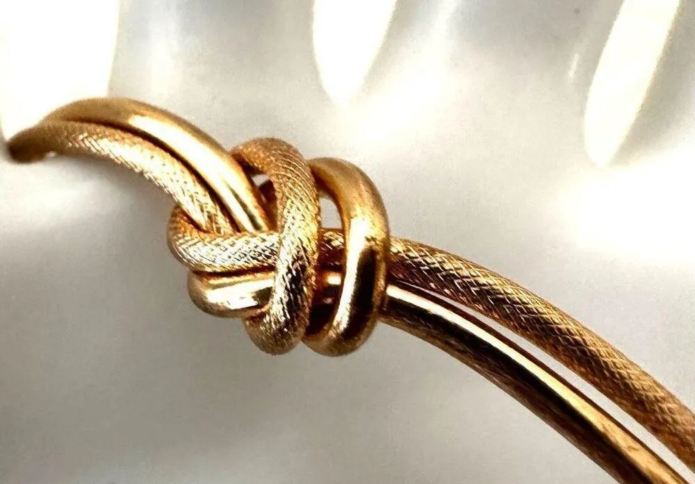 Love knot gold tone open cuff bracelet - Image 8