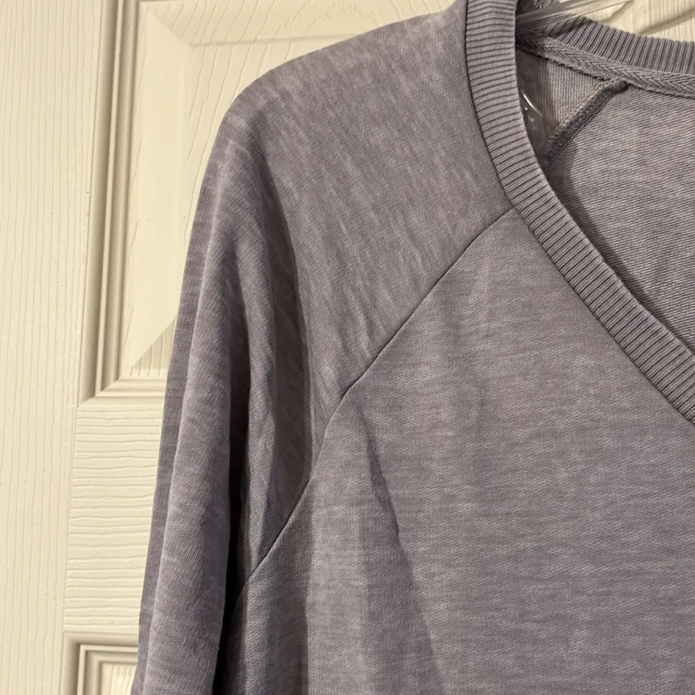 Absolutely Famous Grey Lightweight V-neck Love Sweatshirt 1X - Image 4