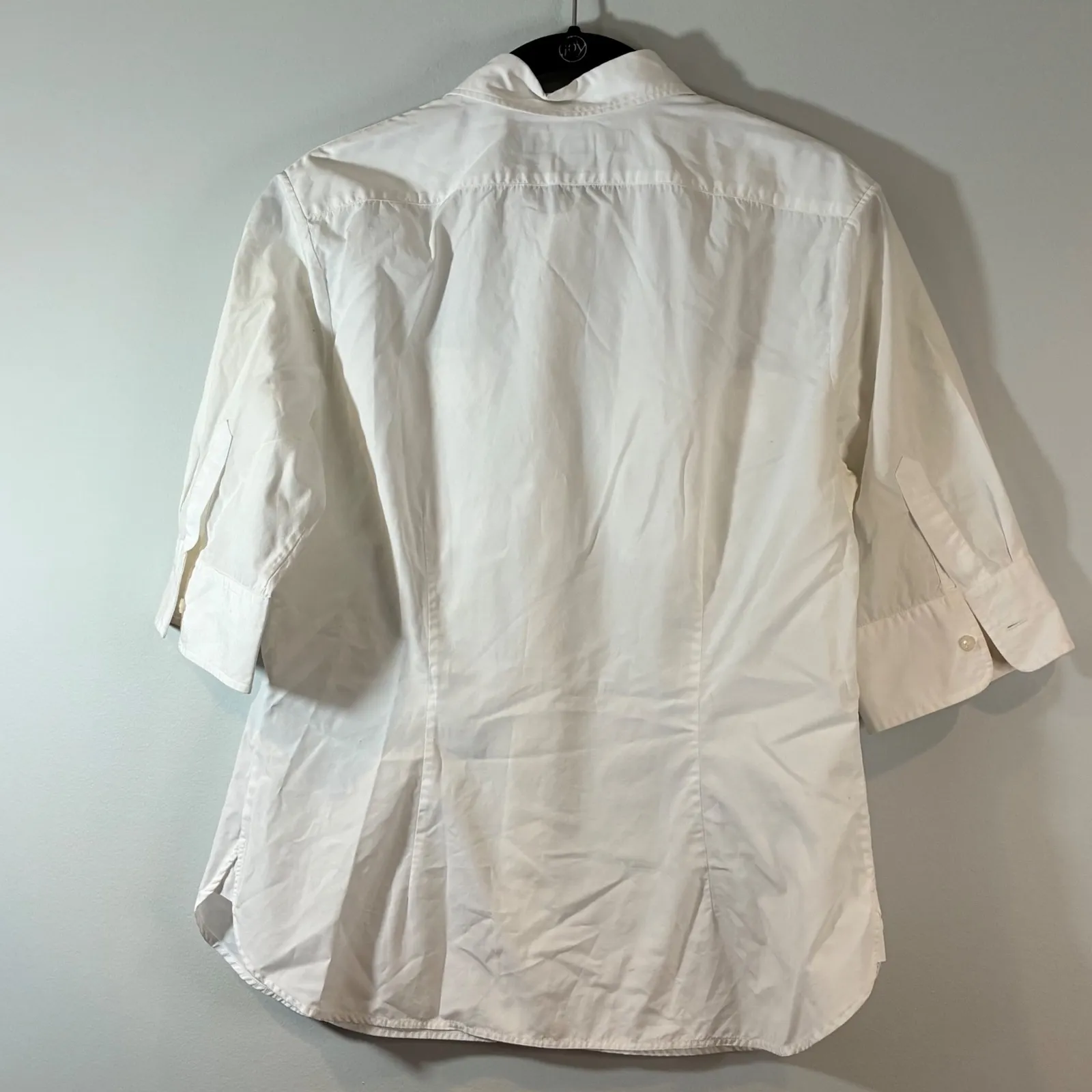Black Label Ralph Lauren White Cotton Button Down Shirt 3/4 Sleeve Pockets- 10‎ - Image 2