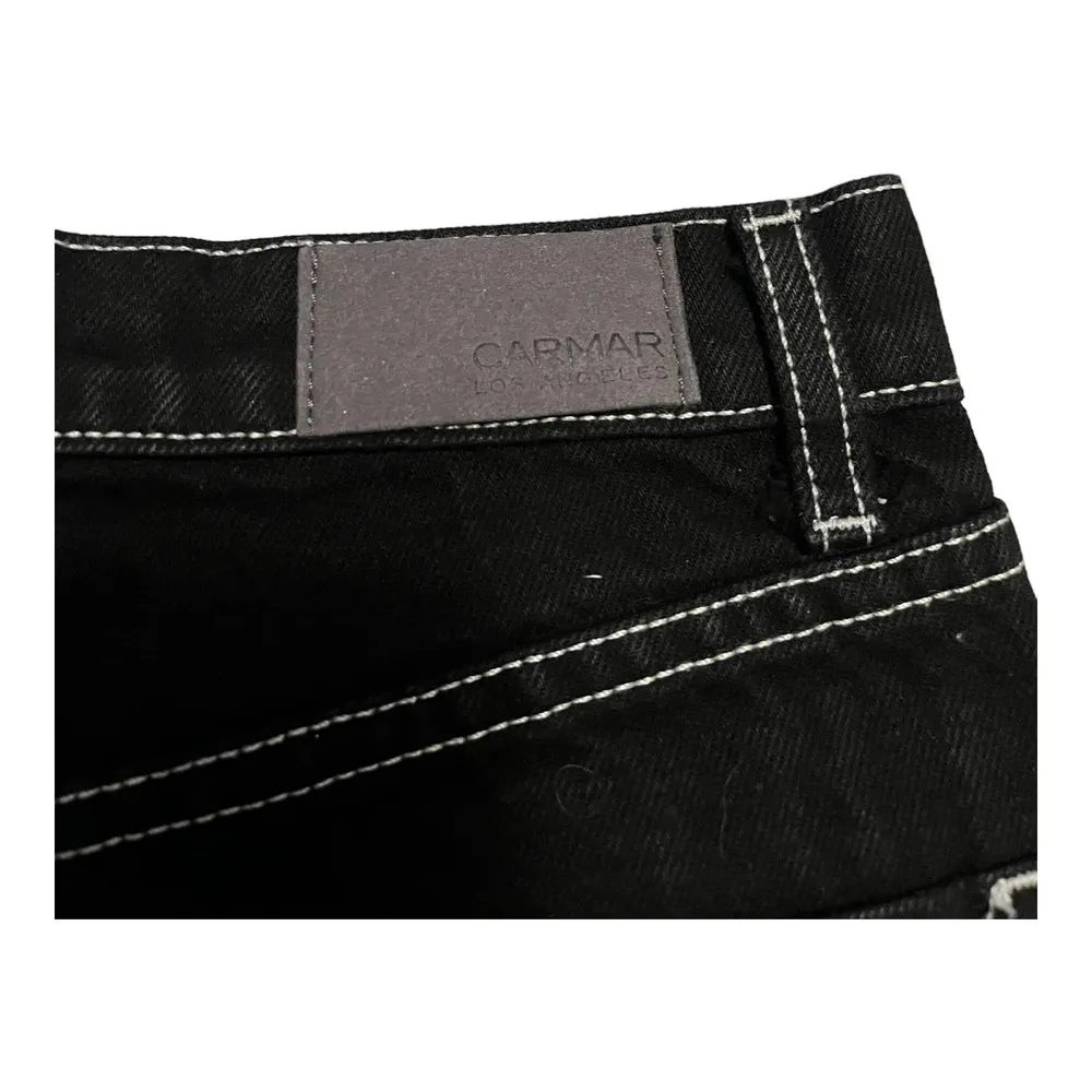 CARMAR Titania Distressed Denim Shorts Black Red Side Zipper High Rise 27 EUC - Image 7