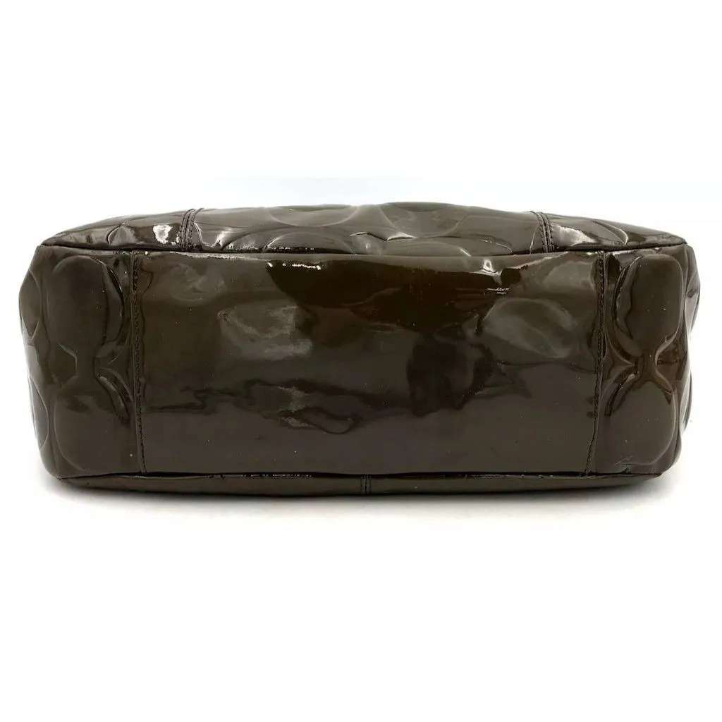 Coach Olive Green Patent Leather Shoulder Bag Silver Hardware - Image 5