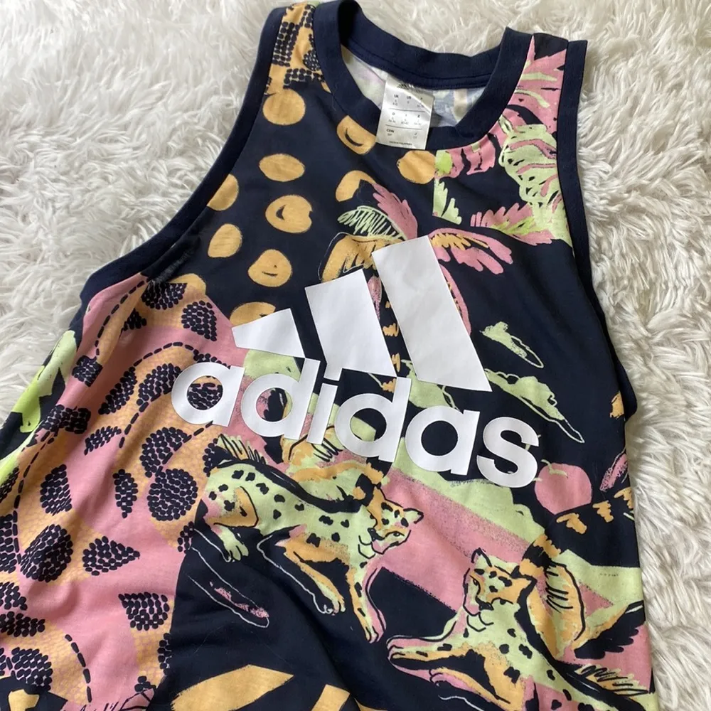 Adidas Multi Farm Print Cotton Tank Dress Size S - Image 8