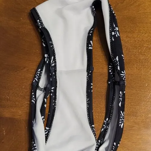 Apparel Womens S Two Piece Halter Criss Cross Blue White Floral Bikini Swimsuit Black - Image 11