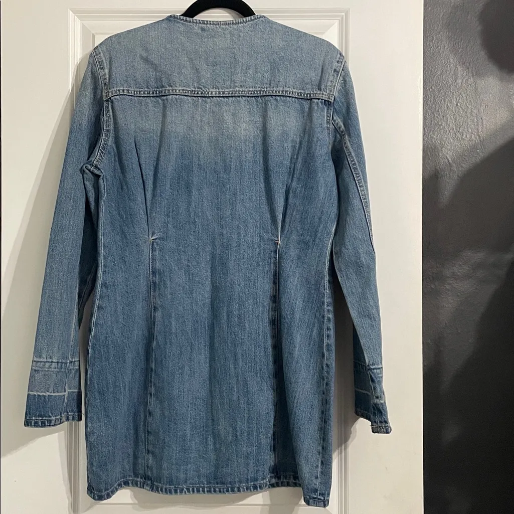 New ZARA Denim TRF Dress Size Large Long-sleeved Cotton Denim Mini Dress/Tunic - Image 12