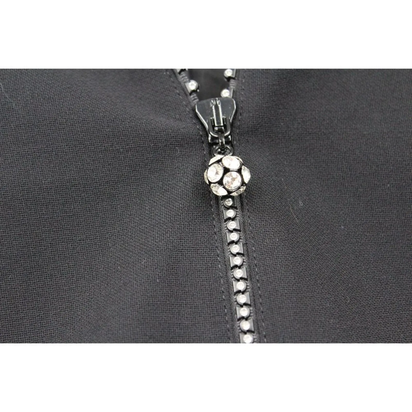 Escada Blazer Rhinestone Crystals Zipper Wool Jacket Black Lined Size‎ 34 Small - Image 5