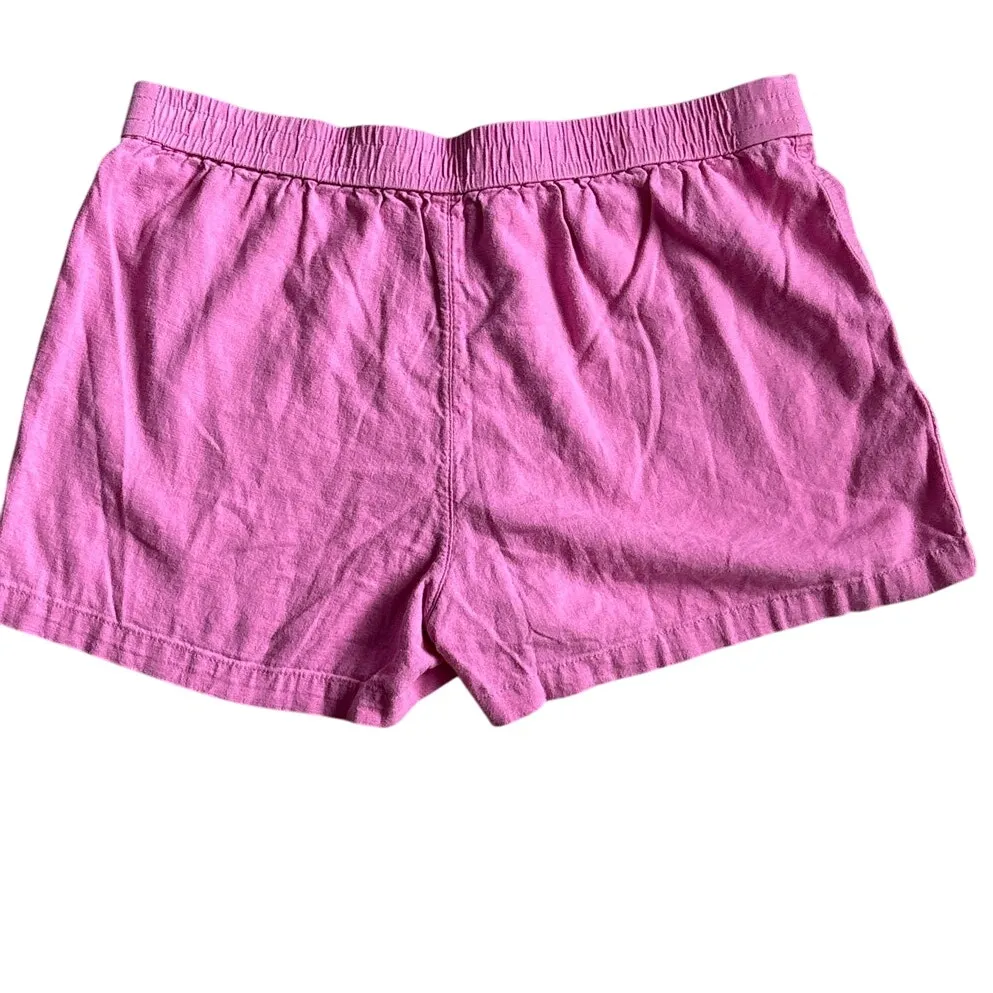 J. Crew Drawstring Waist  Pockets Linen Blend Pink Shorts Size Medium‎ - Image 4
