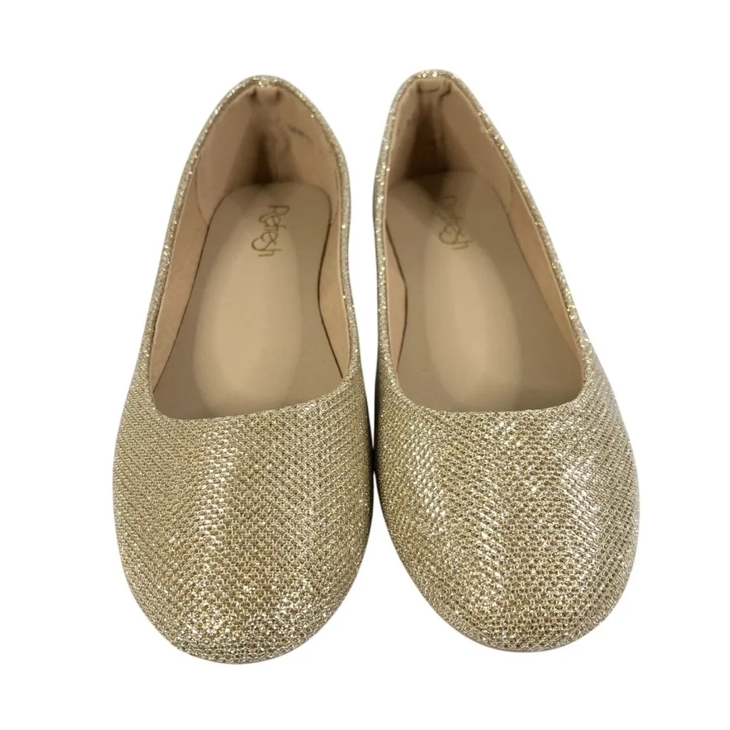 Refresh Womens Ballet Flats Slip On Gold Sparkle Glitter Size 5.5 - Image 2