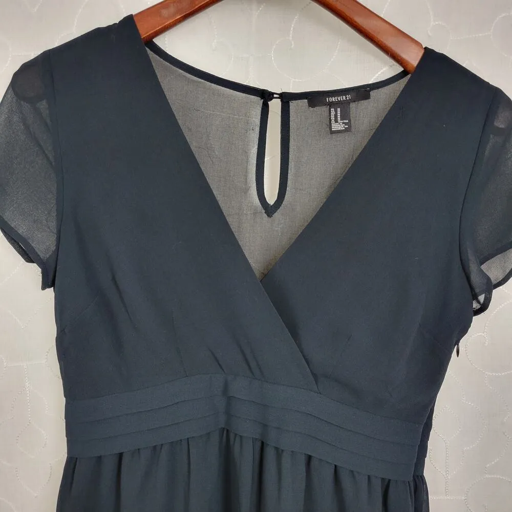 Forever 21 Womens Romper Playsuit Medium Black V Neck Short Sleeve Side Zip - Image 8