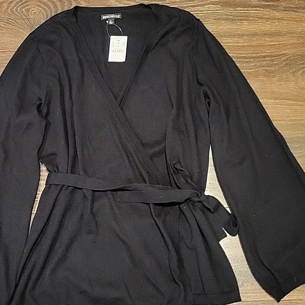 ❤️ NWT! J CREW FACTORY FLARE SLEEVE COTTON WRAP CARDIGAN SWEATER, LARGE - Image 5