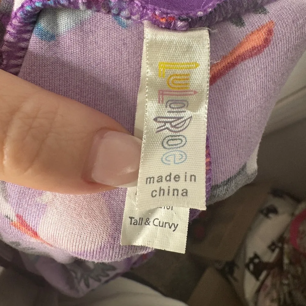 LULAROE Tall & Curvy Purple‎ Stork Leggings Baby Shower Gender Reveal Fertility - Image 4