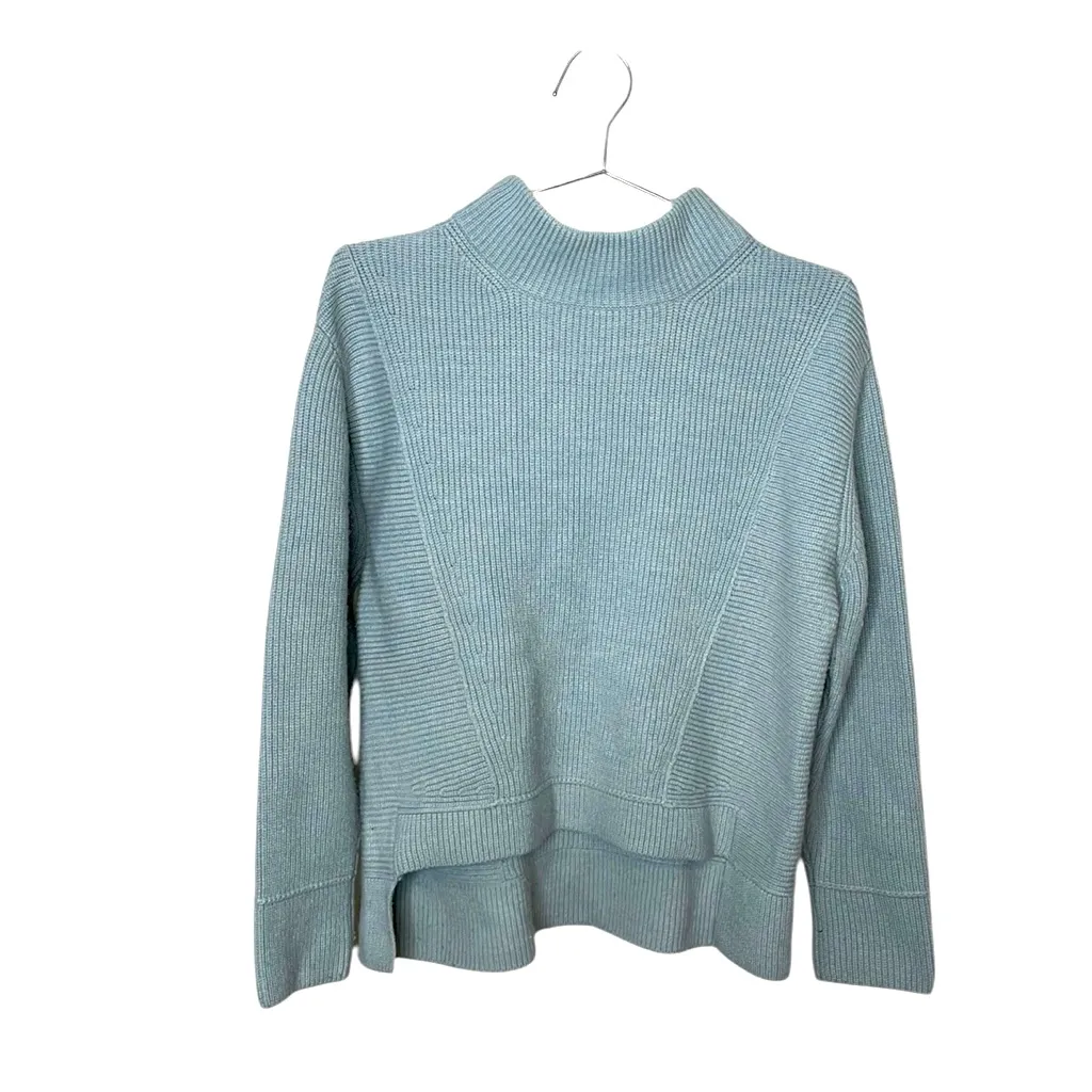 Aqua High Low mock neck wool blend Sweater medium Blue - Image 2