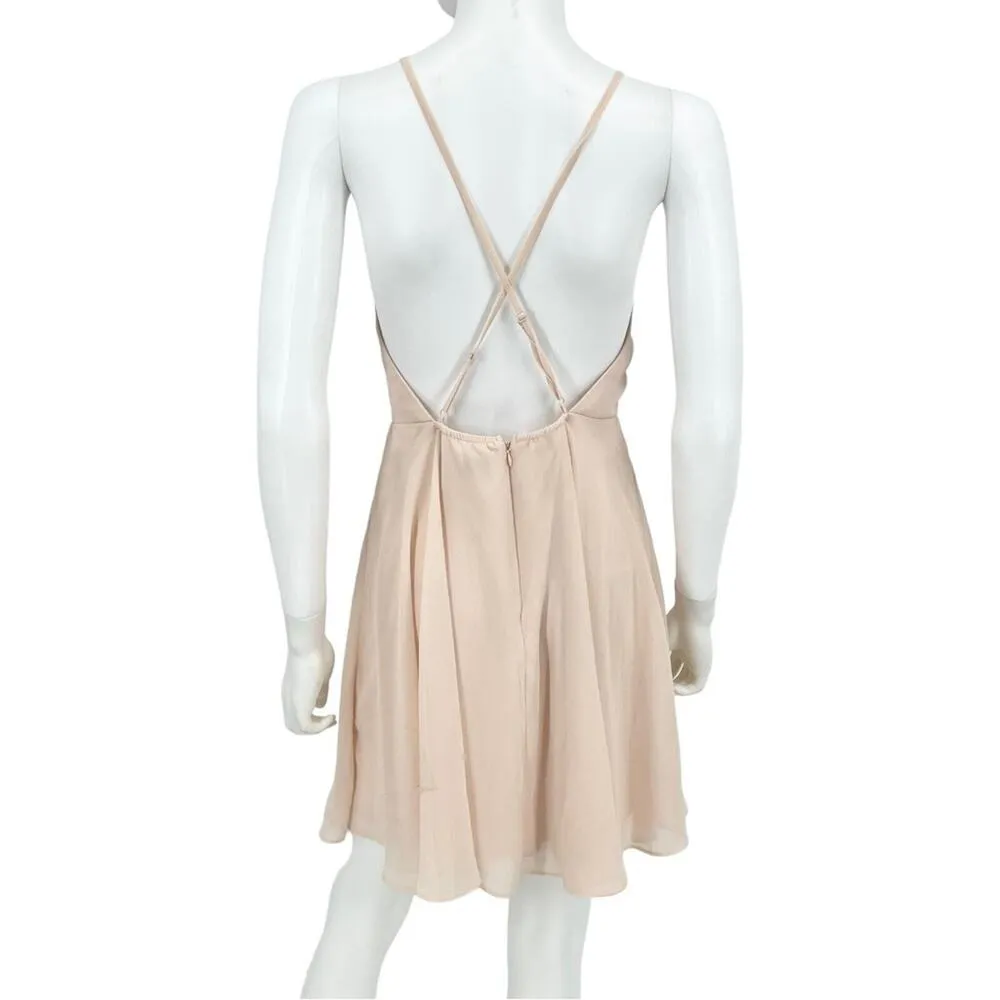 LULUS Dress Women Size Medium Mini Letter Of Love Blush Pink Skater Open Back - Image 4