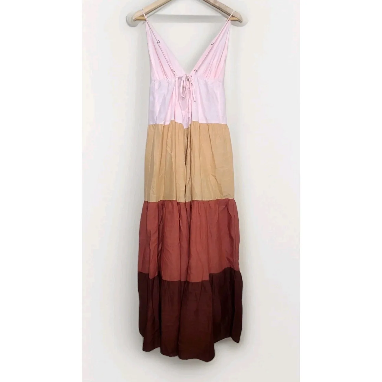 Anthropologie The Raya Colorblock‎ Orange Motif Maxi Dress Small Casual Tiered - Image 5