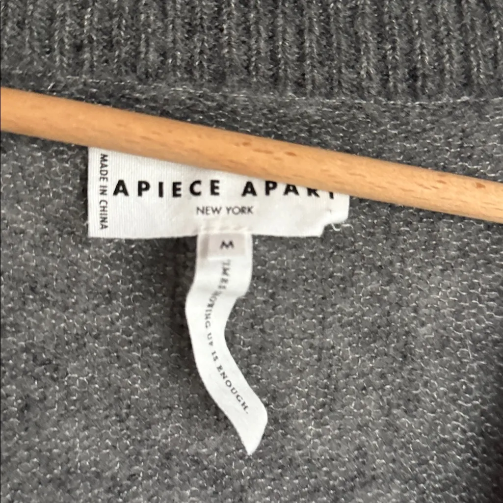 APIECE APART SOFTEST TISSUE WEIGHT CASHMERE SILK CARDIGAN IN CHARCOAL MEDIUM - Image 8