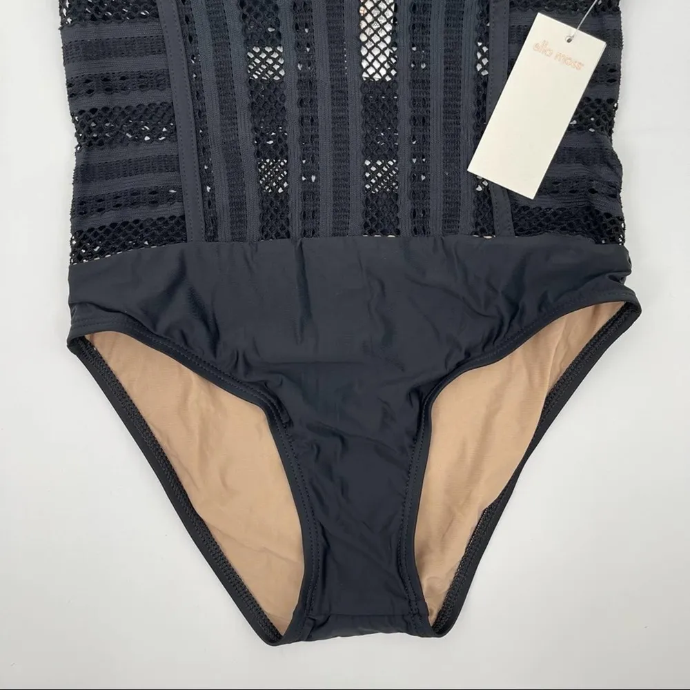 ELLA MOSS Swimsuit One Piece Hearts of Flutter Black Crochet Lace NWT SZ Small - Image 7