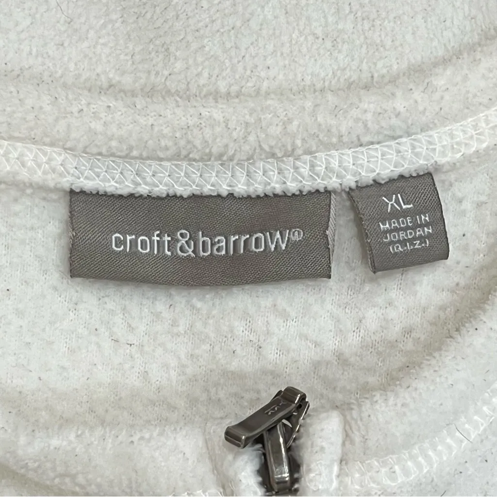 Croft & Barrow Ivory Full Zip Fleece With Pine Cone Embroidery Size XL - Image 8
