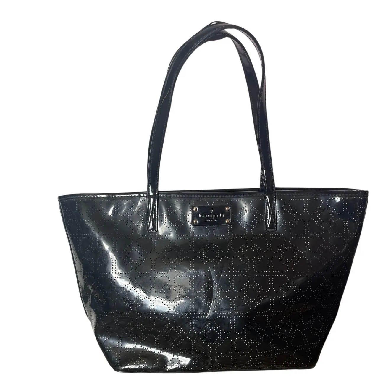 Kate Spade Large Harmony Metro Perforated Black Patent Leather Bag - Image 6