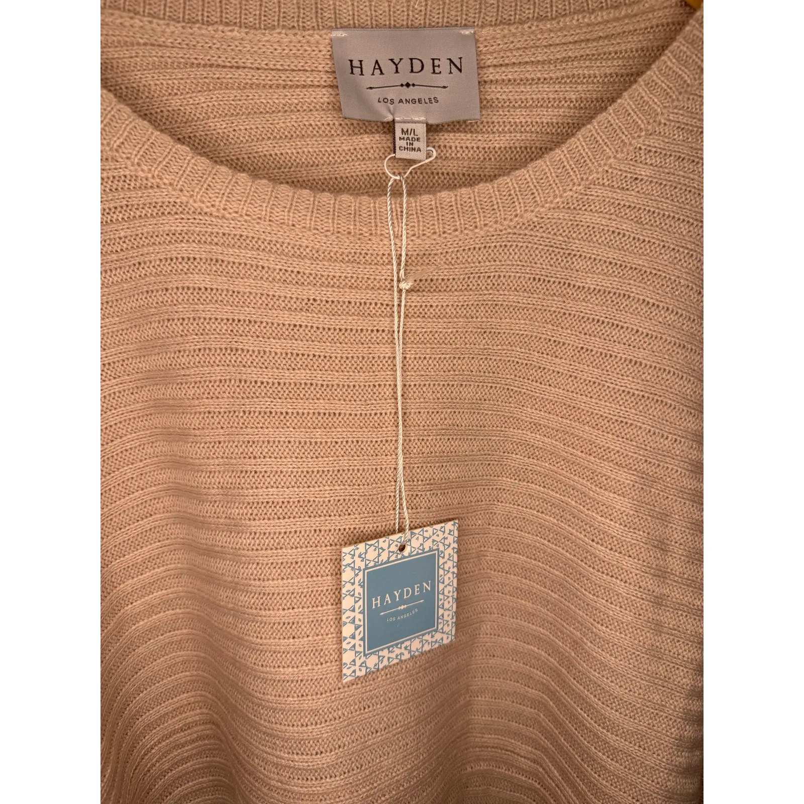 Hayden Los Angeles Ribbed Knit Poncho Sweater Women’s Size M/L Mauve Pink NWT - Image 3