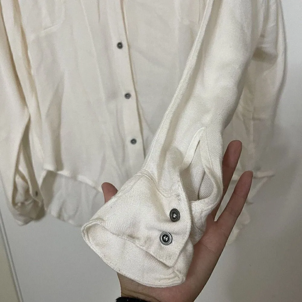 Free People ivory button down long sleeve collared popover tunic shirt Large - Image 5