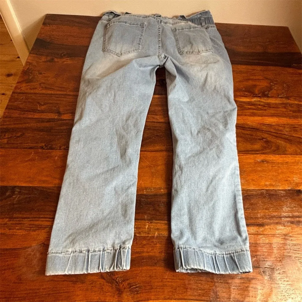 Light Wash Denim Jogger Jeans Womens Plus Size 18 Paperbag Waist High Rise - Image 9