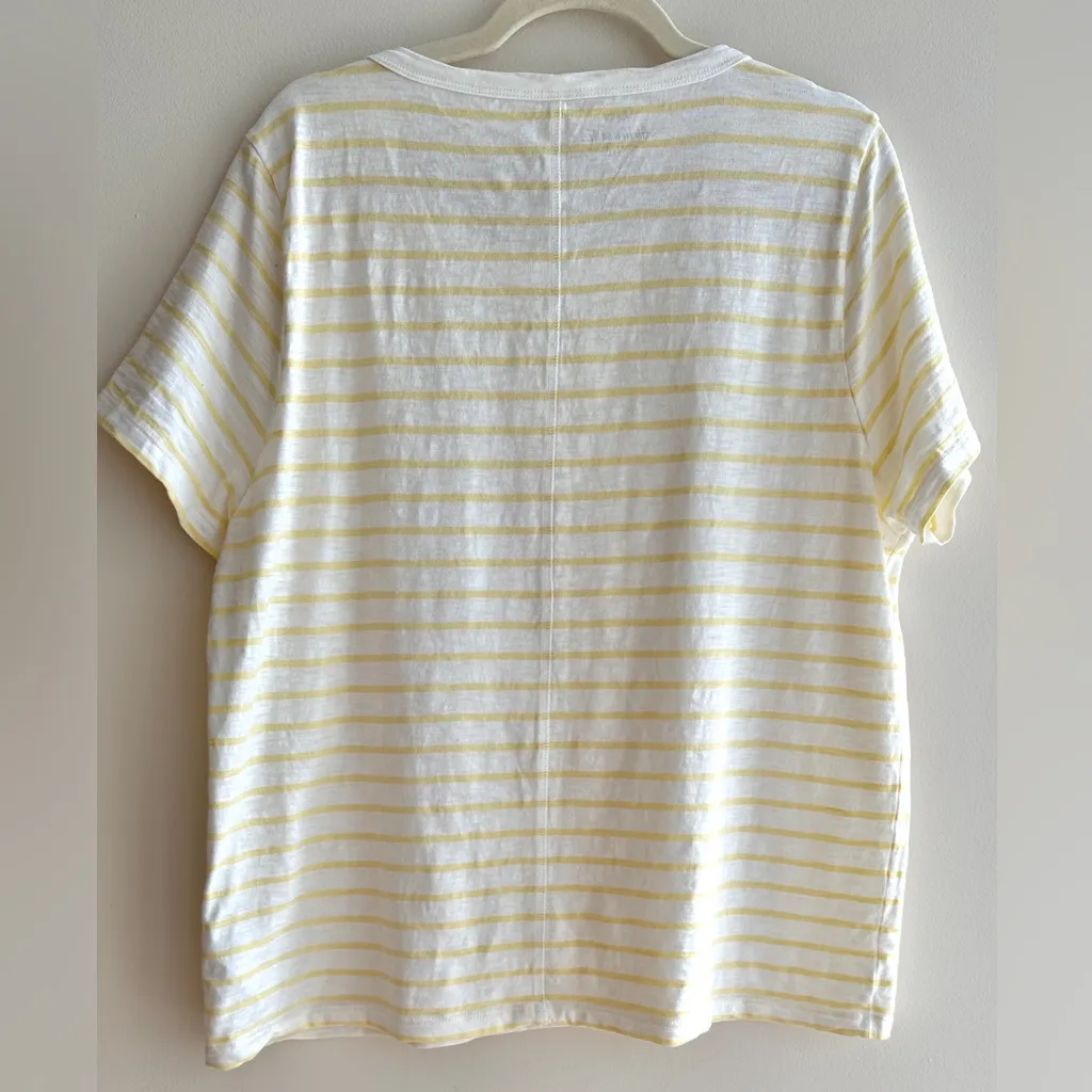 J. Crew Girlfriend Tee, Yellow and White Striped Short Sleeve Tee, Size XXL - Image 11