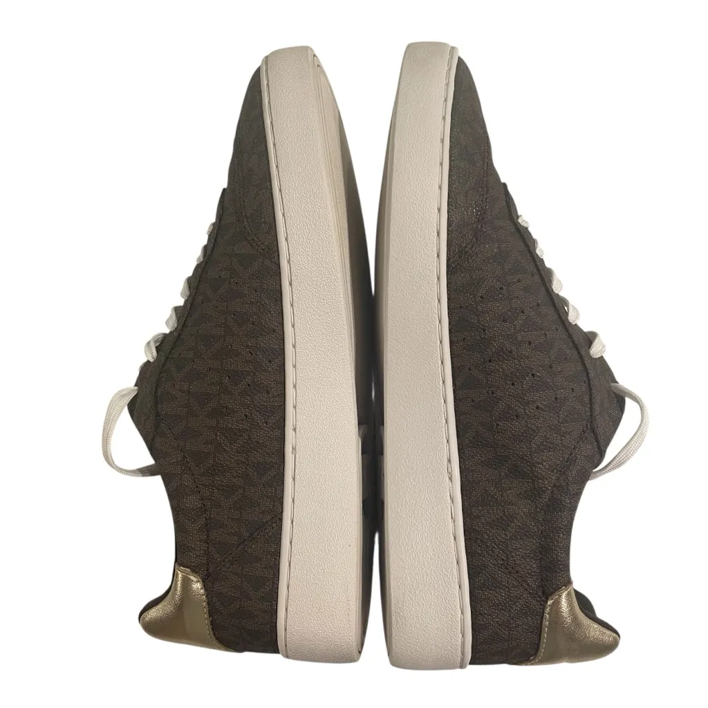 Michael Kors Women Scotty Lace Up Casual And Fashion Sneakers Size 8 Brown Gold - Image 6