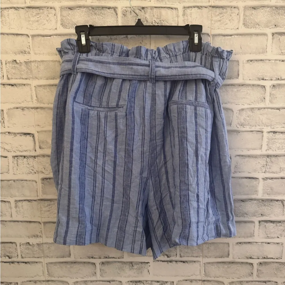 NWT! Women’s A new day blue stripe linen blend shorts high waist waist belt XXL - Image 2