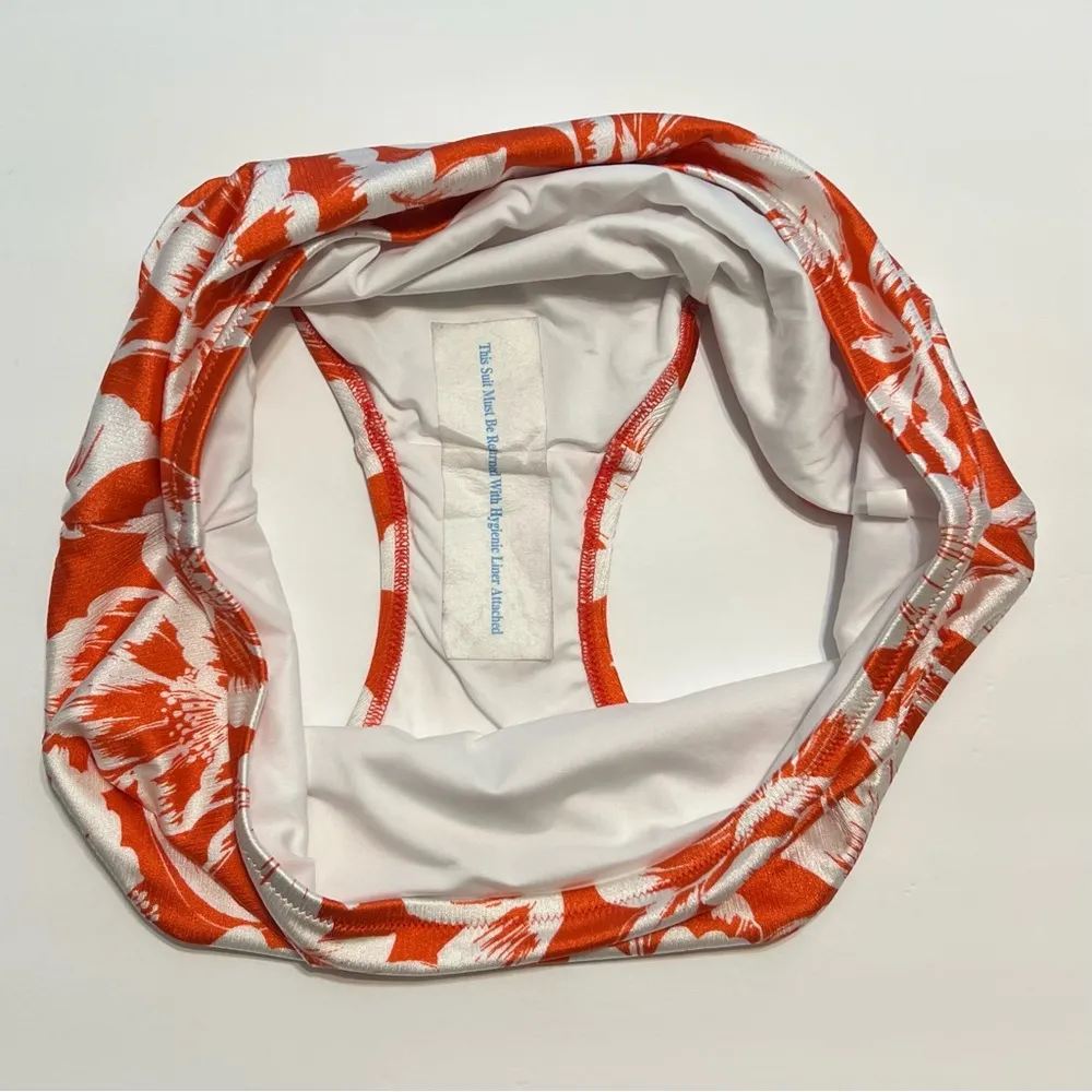 Shade & Shore Sun Coast Cheeky Shiny Texture High Waist Bikini Bottom Coral XL - Image 7