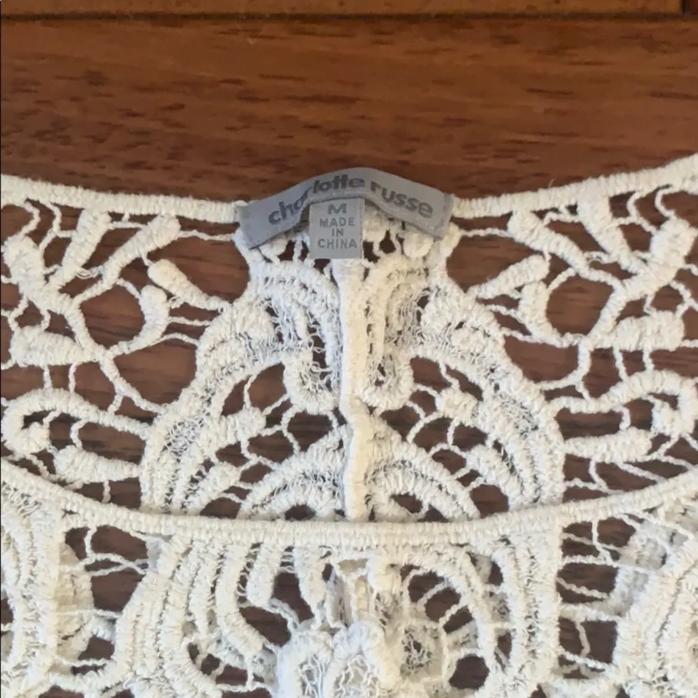 🆕 Charlotte Russe | Crochet Ivory Lace Top Medium - Image 2