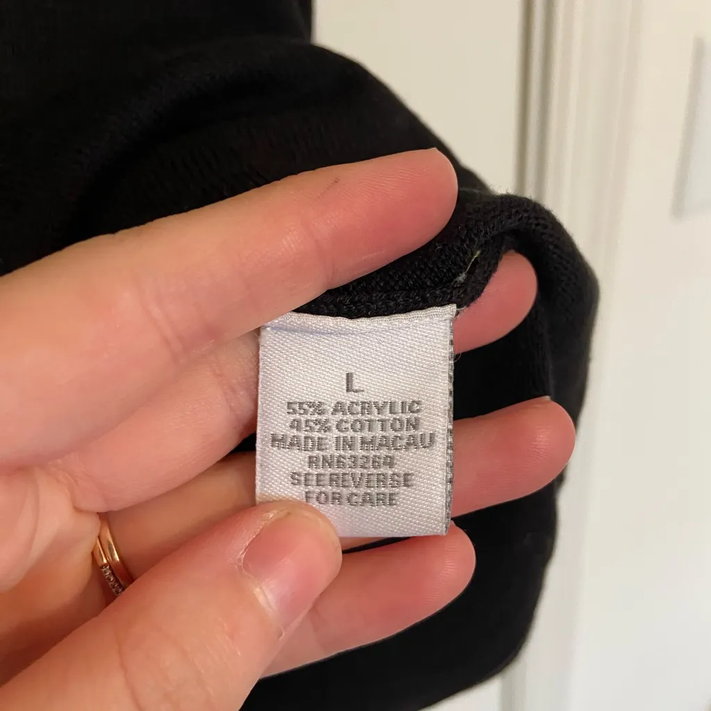 EUC Dress Barn women’s dual colored‎ olive green black crewneck sweater large - Image 4