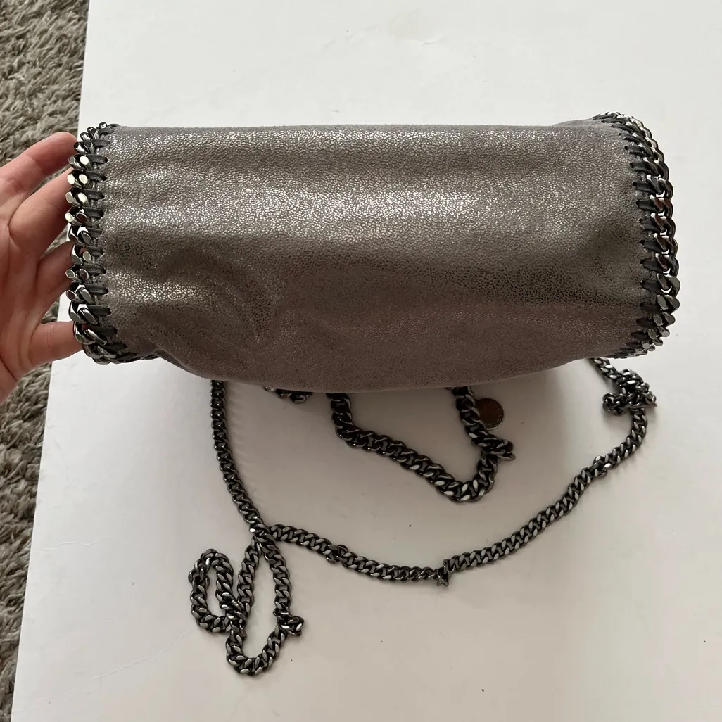 Stella McCartney Shaggy Deer Falabella Ombre Metallic Mini Tote Ruthenium Chain - Image 5