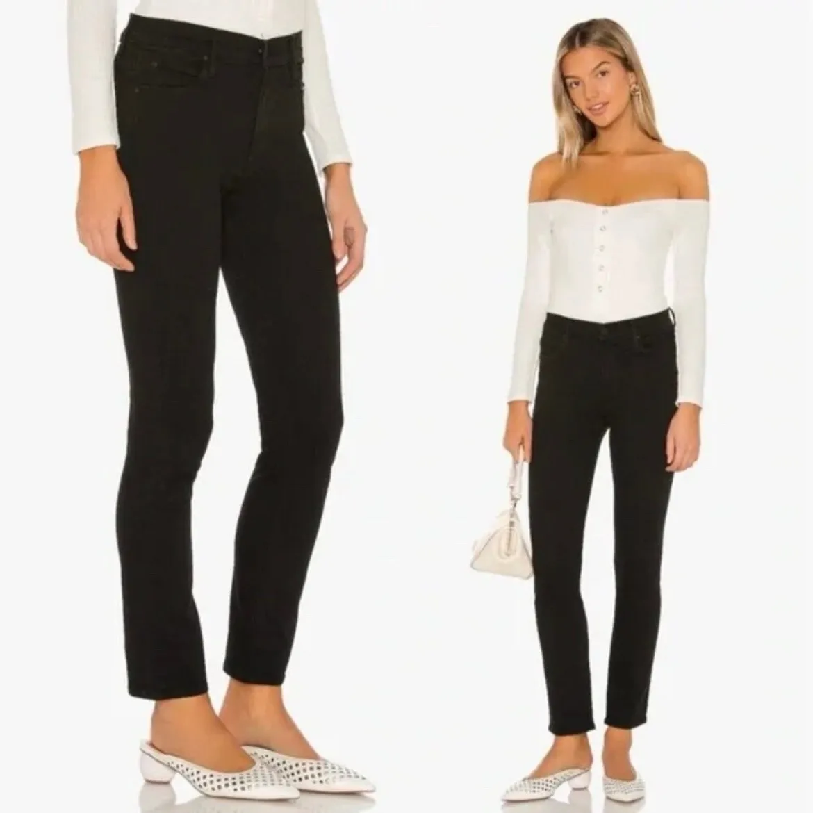 MOTHER The Mid Rise Dazzler Ankle Jeans Black Women's Size 27 Not Guilty - Image 2