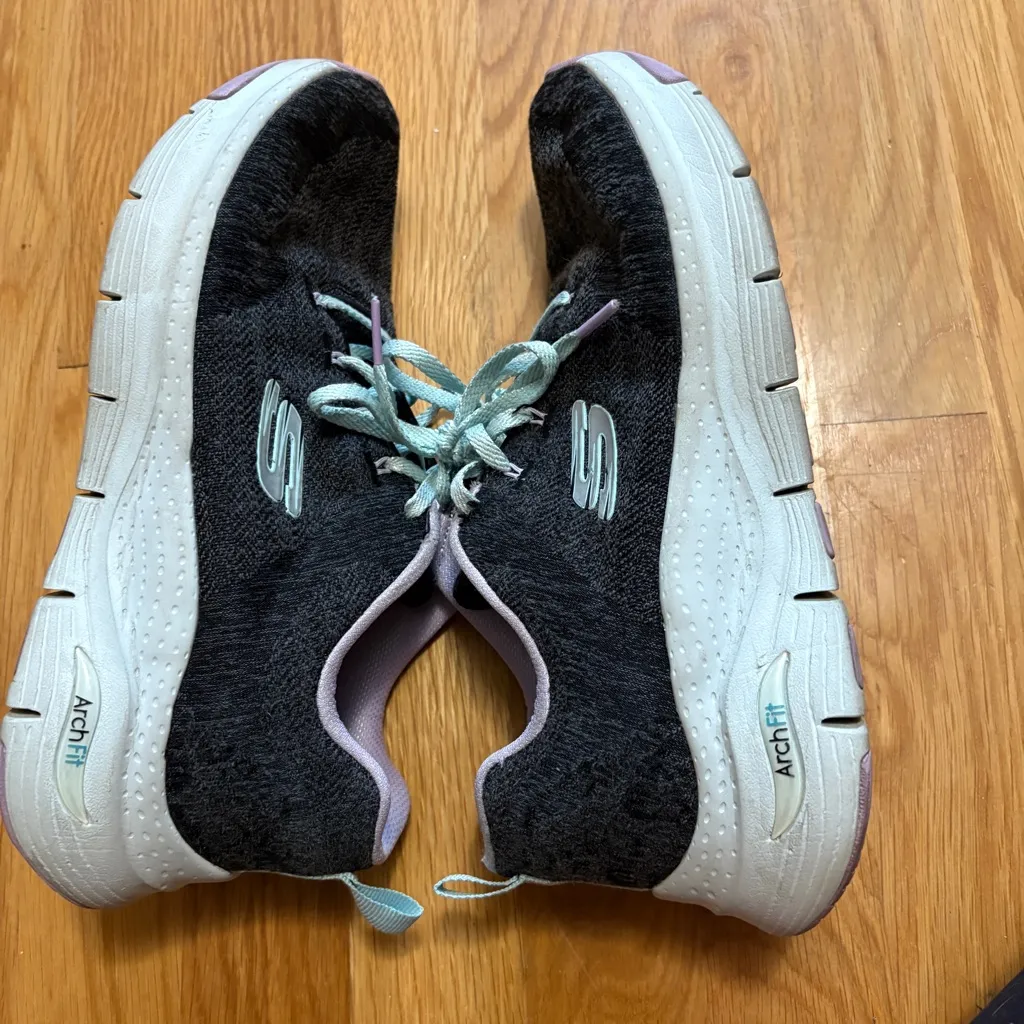 Skechers Arch Fit Comfy Wave Black Lavender Women's Sneakers size 8.5 SN149414 - Image 10