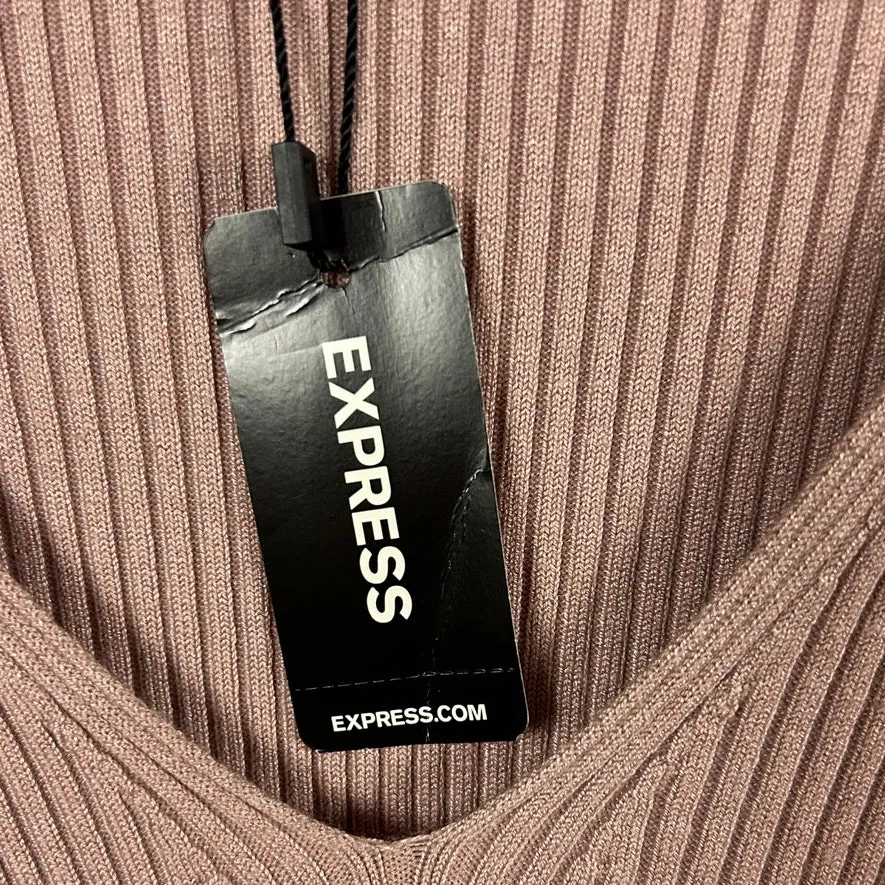 Express Fitted V Neck Color Block Sweater size S NWT - Image 5
