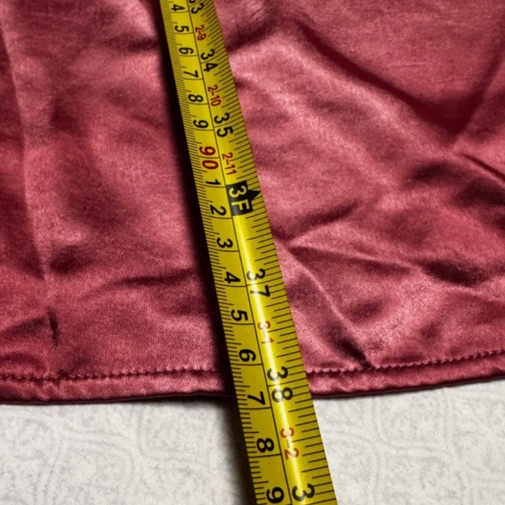 MICHAEL‎ KORS Dusty Rose Satin Chain Neck Long Sleeve Smocked Waist Mini Dress S - Image 6