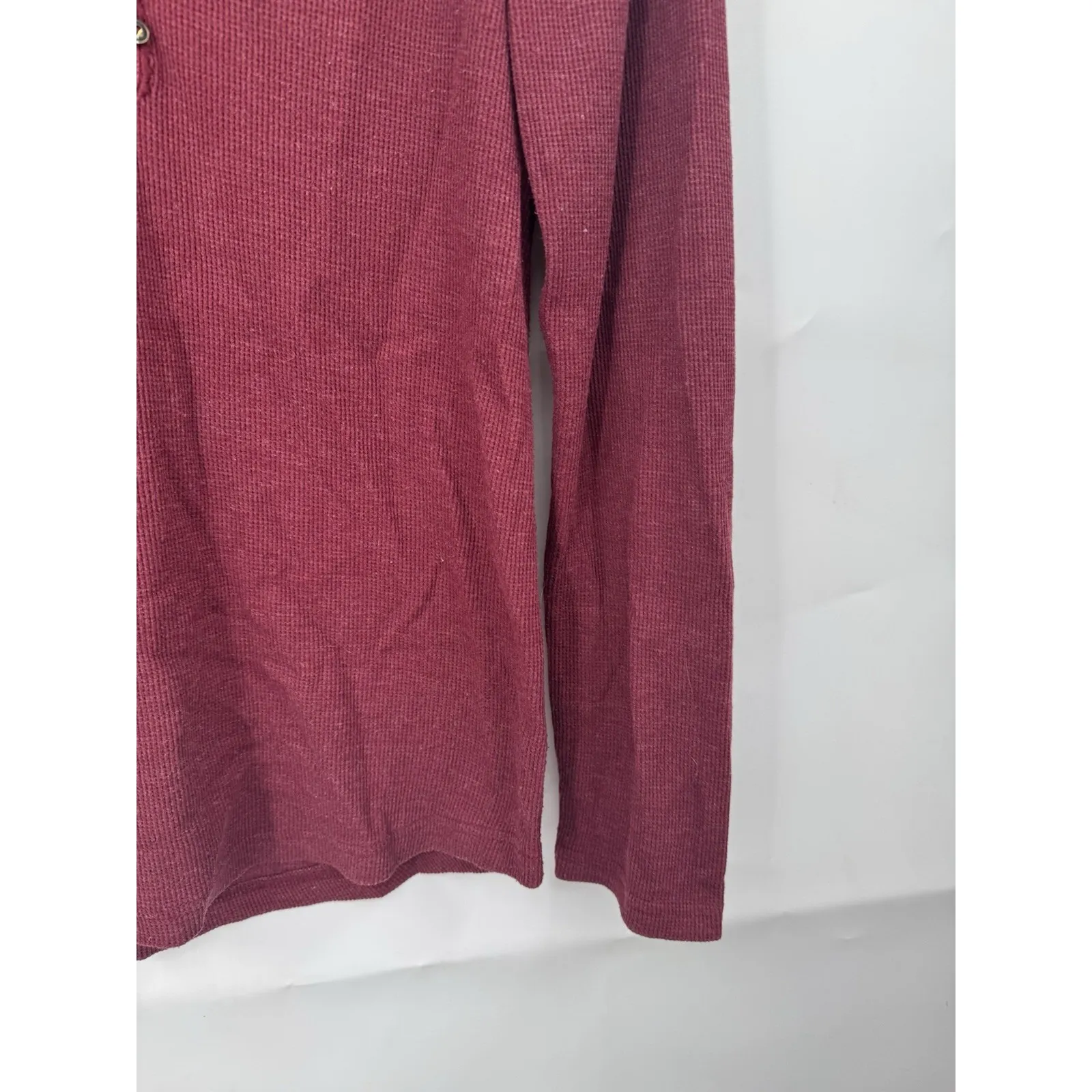 Eddie Bauer Henley Top Women Medium Burgundy Outdoor Long Sleeve Waffle Knit - Image 8