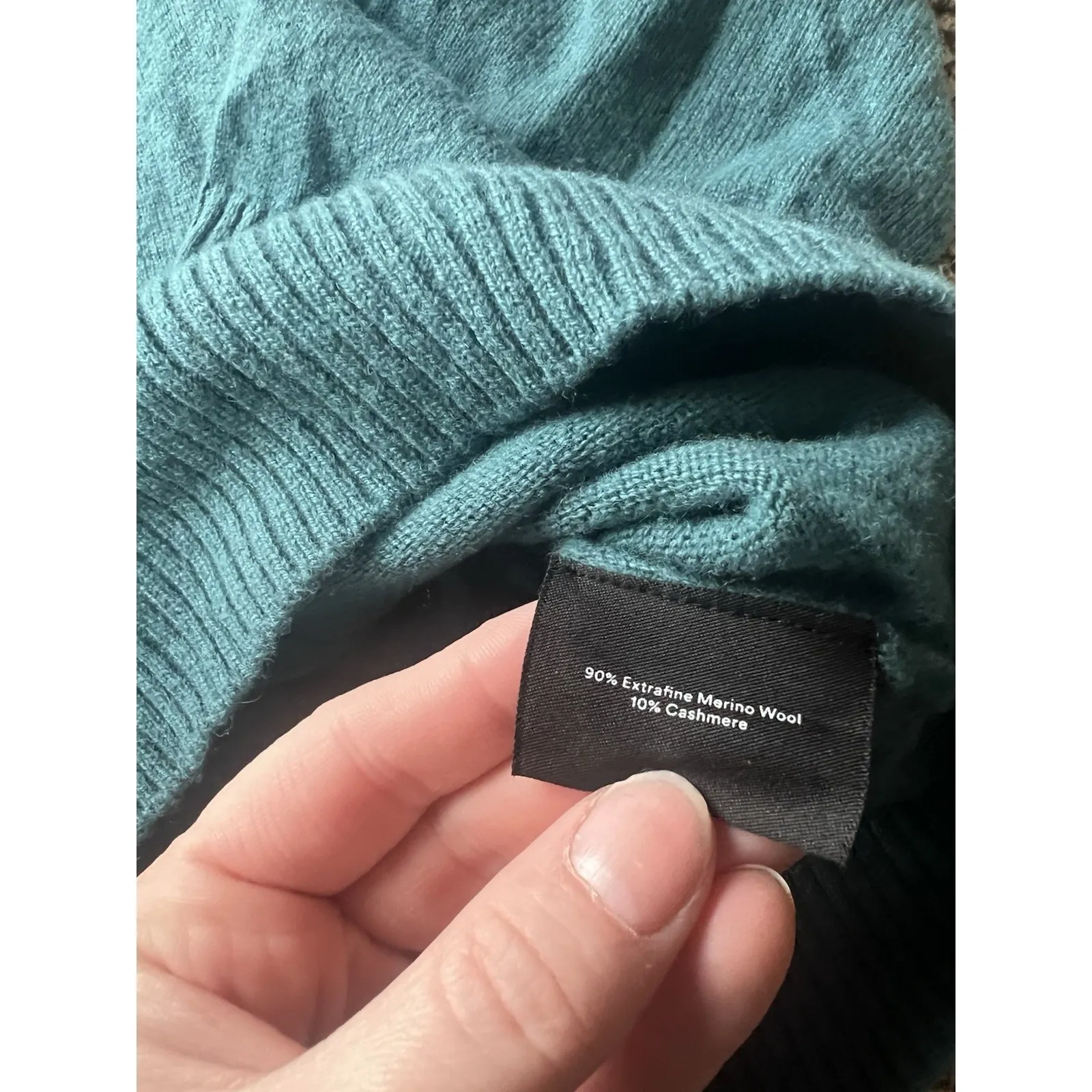 Summersalt The Coziest Cashmere Blend Hooded Sweater Womens Size S Green Pink - Image 3