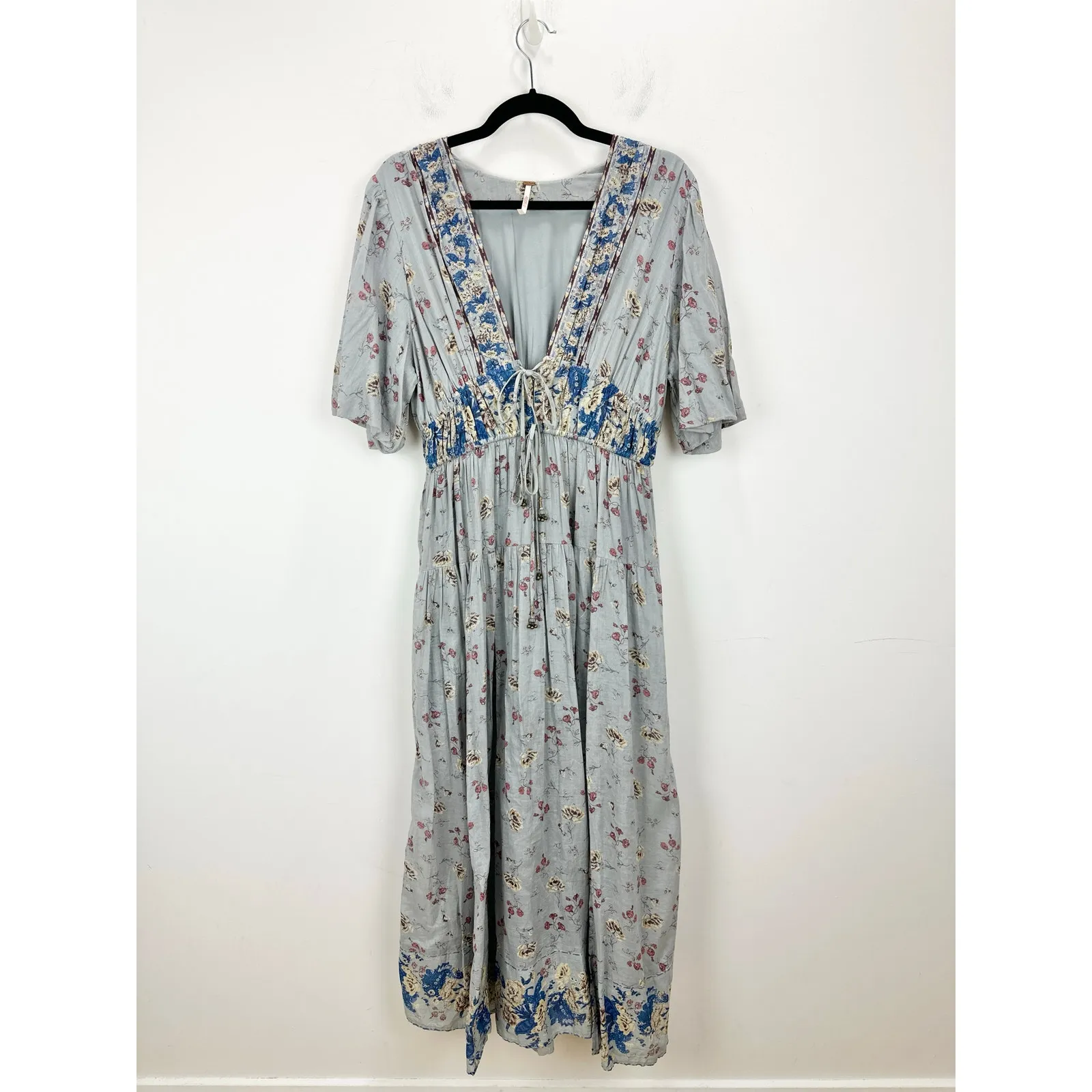 Free People Lysette Maxi Dress Floral Boho Cottage Romantic Fairy Blue Small - Image 5