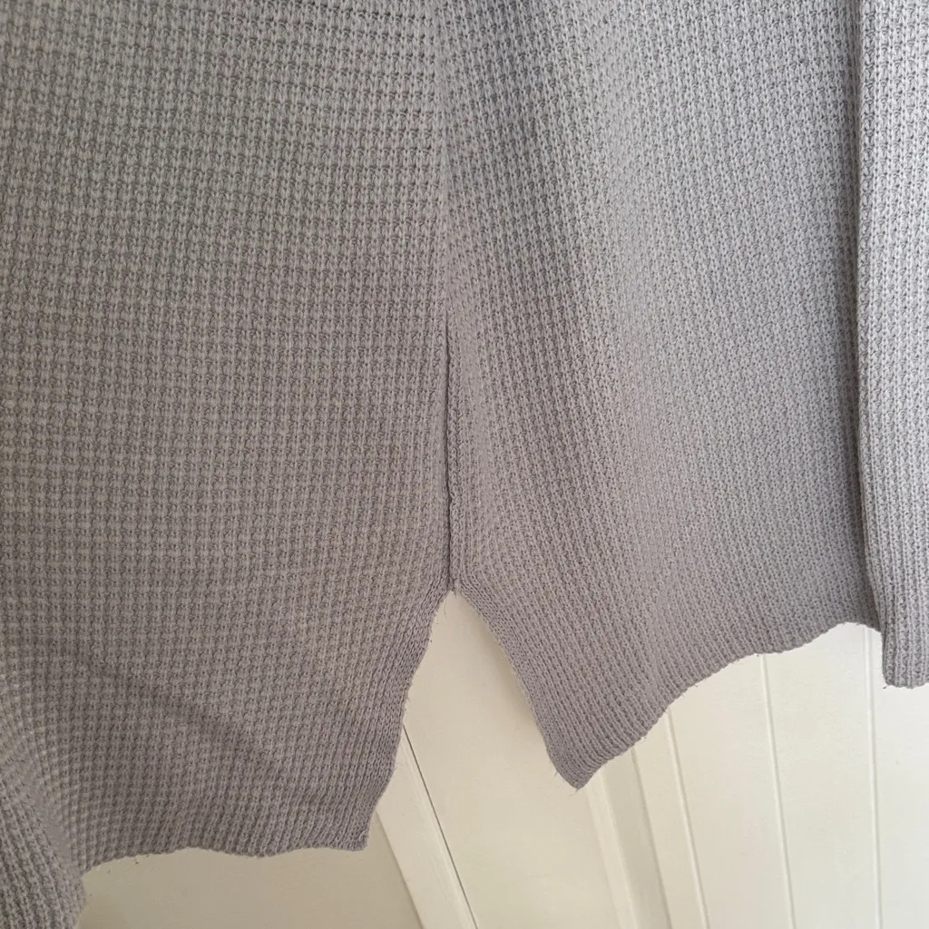 Naning9 Korean Oversized Light Gray Waffle Knit Cardigan - Image 4