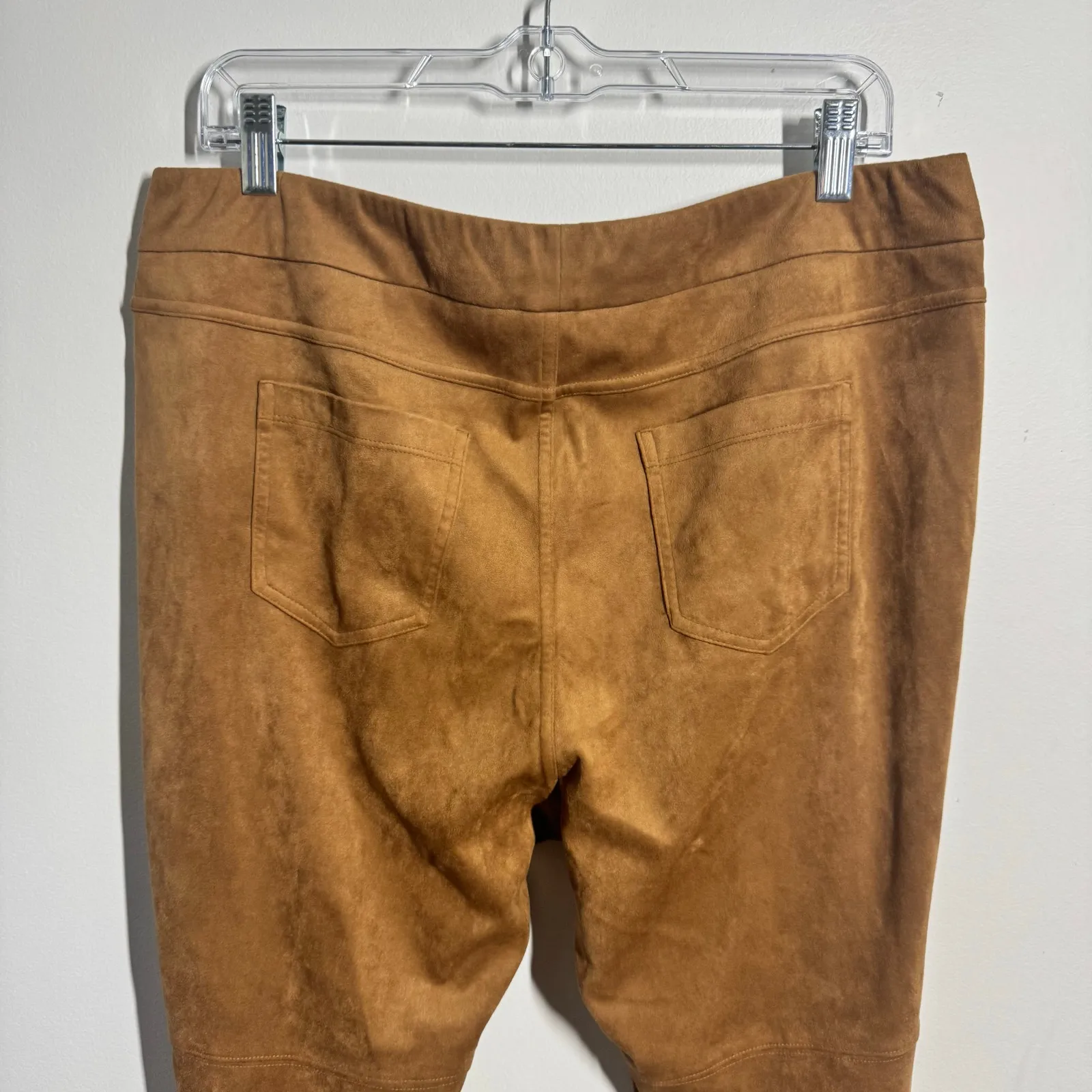 Soft Surroundings Pant Women LP Brown Camel Faux Suede Bootcut Pull On Trouser - Image 6