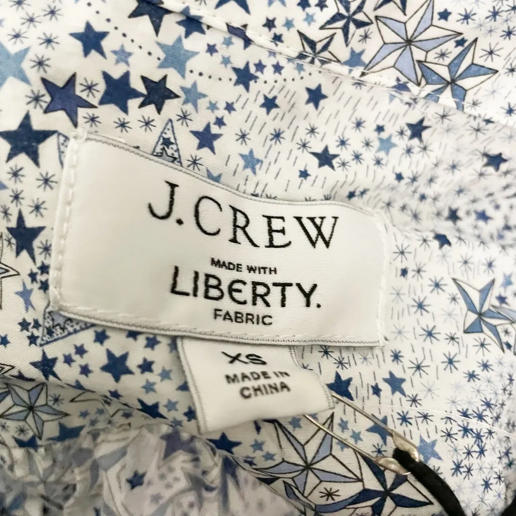NEW J. Crew Liberty Fabric Scalloped Cotton Poplin Pintuck Blouse Adelajda Stars - Image 2