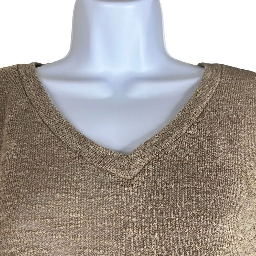 Talulla Tan Oversized V Neck Long Sleeve Stretch Pullover Sweater Medium Boho - Image 3