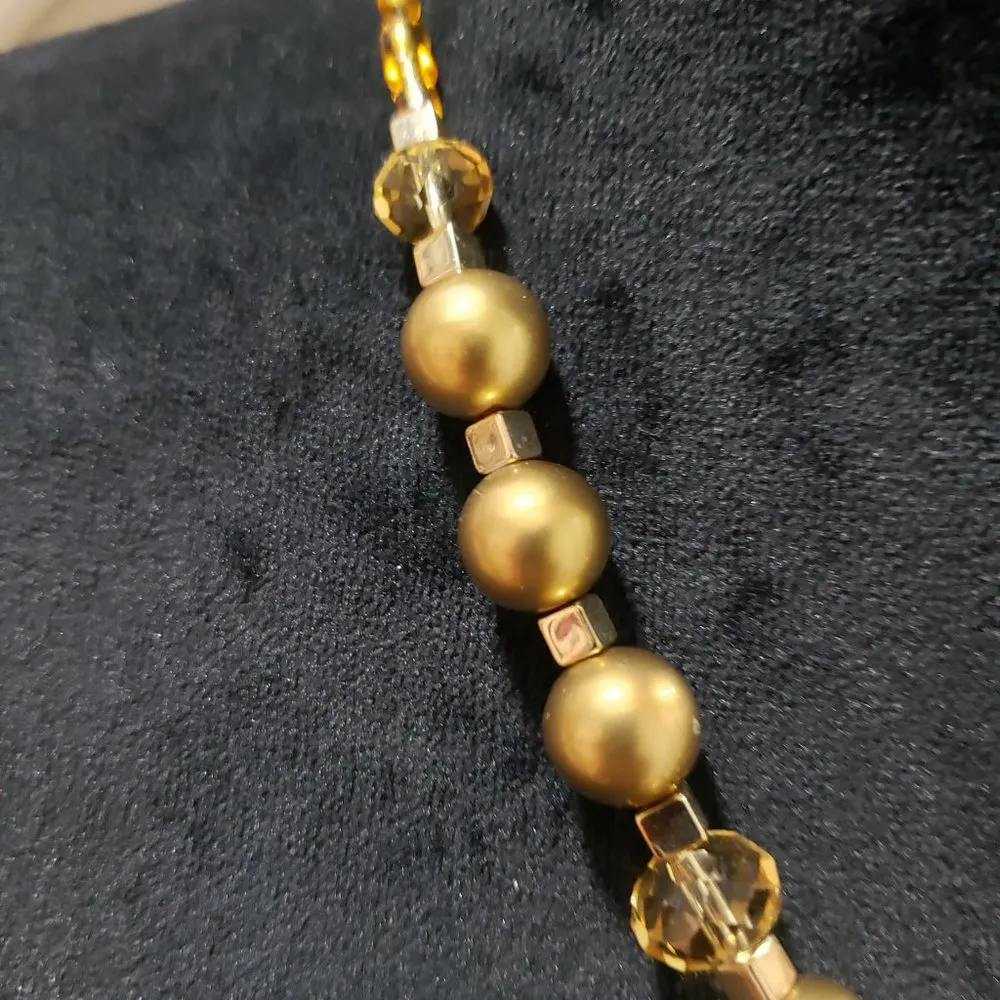 Women's Gold Pearl Wrapped Sunstone Pendant Spessartine Garnet Necklace - Image 5