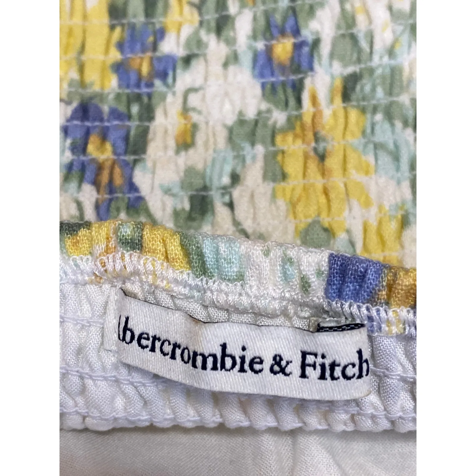 Abercrombie & Fitch Multicolor Floral Puff Sleeve Square Neck Crop Blouse Top S - Image 3