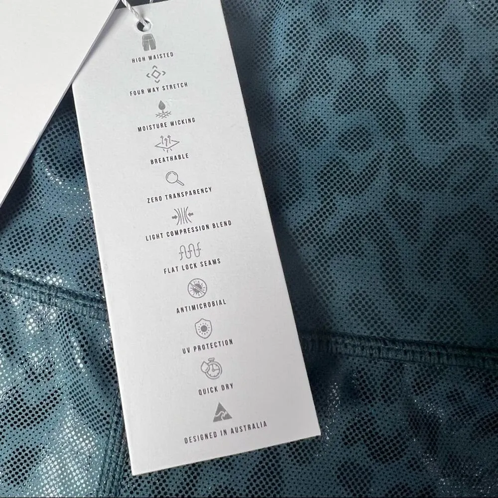 ALLFENIX Womens Athletic Sporty Liquid Leopard Forest Green 7/8 Legging Sz S - Image 7