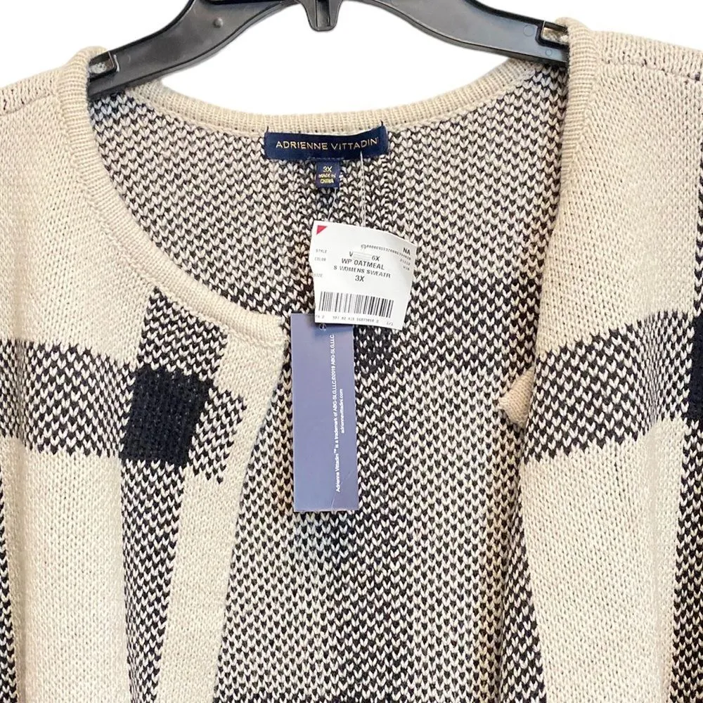 3X Adrienne Vittadini Open Fringe Cardigan Long Sleeve Oatmeal Duster Sweater - Image 4