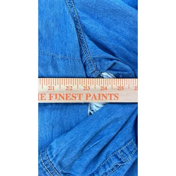 Cali 1850 Cambrey Button Up Shirt Pearl Snap Buttons Women's Size 3XL‎ Western Blue - Image 5