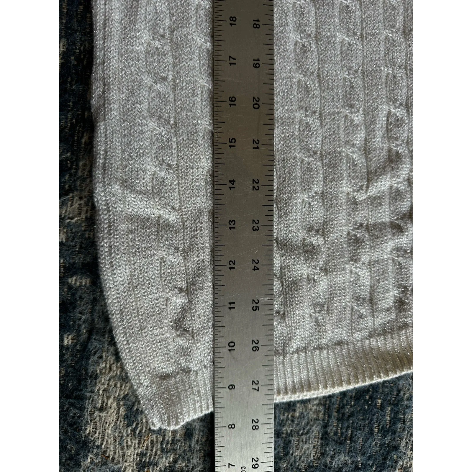 Vintage Tennis Sweater Liz Sport Sz.Small Varsity Preppy Club 80-90’s Gray/Navy - Image 6