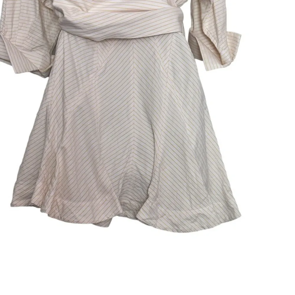 Acler Lipton striped yellow‎ Periwinkle belted Shirt Dress size 6 White - Image 11